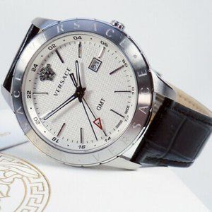NWT Versace Men’s Leather Strap Watch